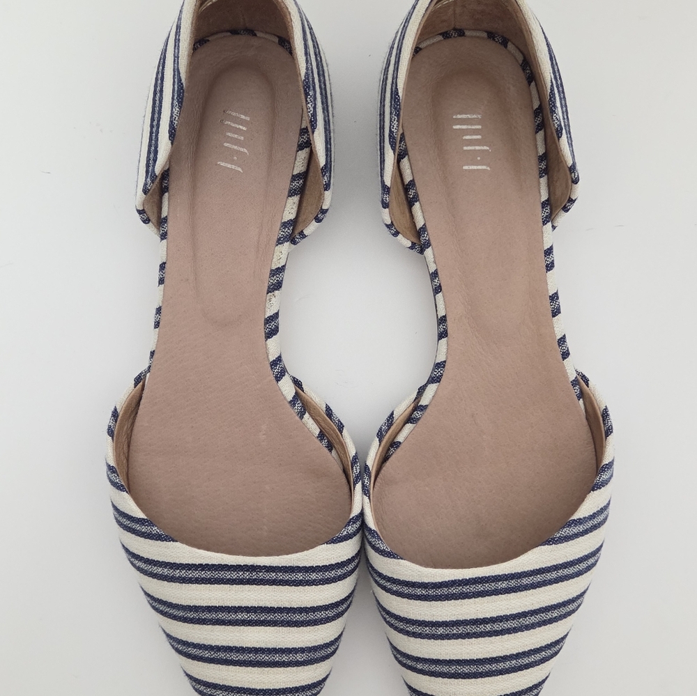 JJILL D’ORSAY POINTED FLATS White Blue Stripes Sz 8.5 Striped - Picture 8 of 12